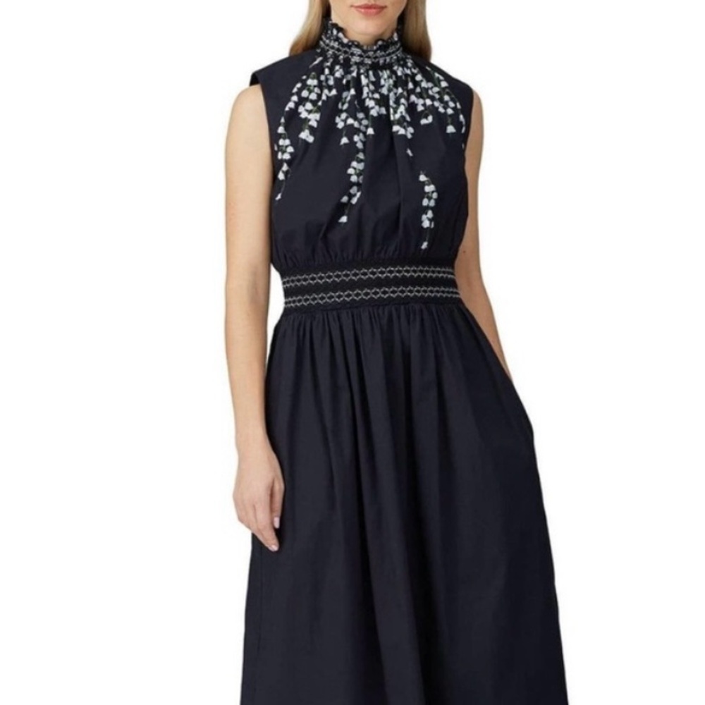 Adam Lippes Poplin Smocked Waist Dress
